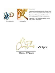 1pc/3pcs/5pcs Merry Christmas Cake Topper, Christmas Cake Decoration, Winter Cake Decoration, Christmas Party Cake Decoration, Christmas Dessert Decoration, Christmas Baking Decoration, Christmas Baking Supplies, Kitchen Baking Decoration, Baking Decoration, Baking Supplies, Cake Supplies, Furniture Kitchen Essentials, Holiday Gifts - Gold - View 8