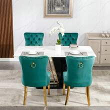 2/4/6 Piece Set Velvet Upholstered Dining Chairs, Wingback Armless Side Chairs Button Tufted With Golden Stainless Steel Plating Legs For Kitchen Dining Room. - màu xanh lá - Xem 4