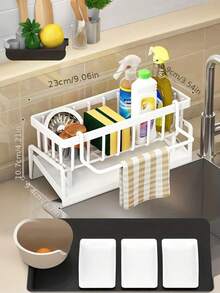 1pc Multi-Function Kitchen Storage Rack, Space Saving, Sturdy And Durable, Convenient For Organizing Kitchen Utensils, Tidy And Orderly, Suitable For Home Kitchen, Bathroom, Cleaning Supplies Storage - Multicolor - View 8