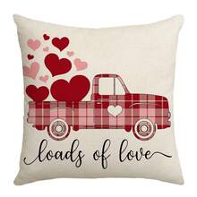 Fundas de almohada para San Valentín, románticas, con forma de corazón, camión y letra, para sofá, cama. - Multicolor - Ver 8
