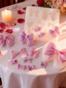 Valentine's Day Mini Bow Silicone Mold For Clay & Plaster, Wax Crafting And Resin Casting Tool, Bowknot, Dropping, Valentine's Day Theme - White - View 4