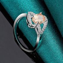 925 Sterling Silver Plated Champagne Zirconia 7-10# Ring For Women Wedding Engagement Fashion Party Charm Jewelry - Silver - View 3