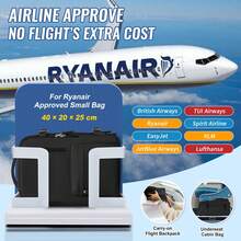 Ryanair 隨身登機包 40 X 20 X 25 cm 中性通勤休閒多隔層背包，附鞋子收納層，筆電包 - 黑色 - 查看 3