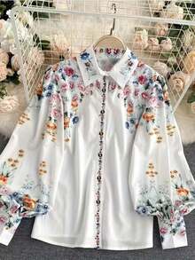 女款军营卡通扎染印花衬衫 - 彩色 - 查看 3