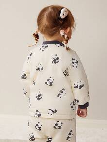 mini bala Quilted Cotton Young Girl Baby Home Jacket Soft Cartoon Print Top Autumn Winter - White Grey Tone - View 3