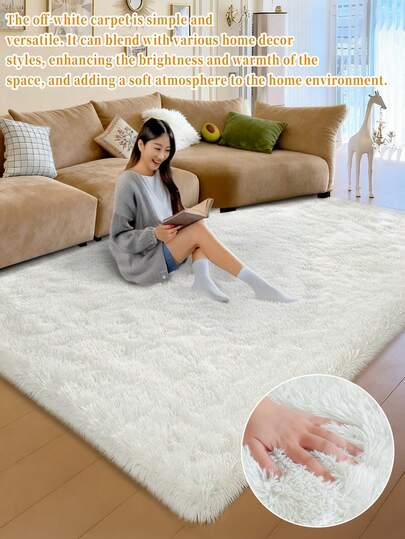 1pc Solid Color Soft & Comfortable Long Pile Camel Shag Rug, Modern Minimalist Nordic Style Warm-Tone Room Decor, Plush Density Warm Cozy Cream Textured Home Decor, Autumn/Winter Seasonal Gift, Fluffy Christmas/Halloween/Valentine's Day Decorative Gift, Easy Care Living Room, Sofa, Bedroom Bedside Carpet