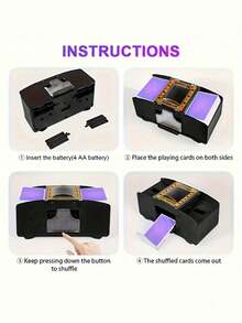 1pc Automatic Card Shuffler Machine For Playing Cards (No Batteries Included), Shuffles 2 Decks Of Cards - Black - View 8