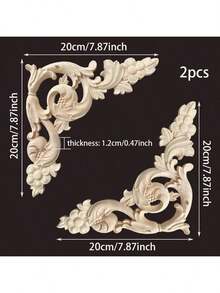 2pcs/4pcs Unfinished Wooden Carved Corner Onlays, Wooden Trims With Intricate European Style Relief Patterns, Suitable For Cabinets, Doors, Furniture, Walls, Entryways, Stairs Decoration, DIY Decor - Multicolor - View 19