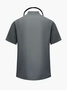 cimmuovere Men's V-Neck Short Sleeve Multi-Pocket Top And Solid Scrubs Pants, Medical Uniform