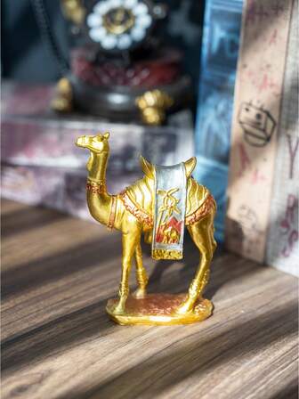 1 pieza Figura decorativa en forma de camello de estilo árabe dorado