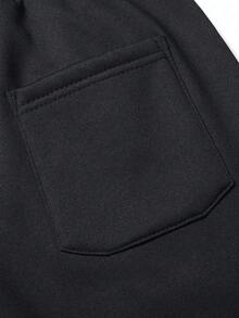 Men's Casual Warm Pants, Winter Drawstring Thermal Pants With Pockets, Comfortable And Fitted - Black - View 5