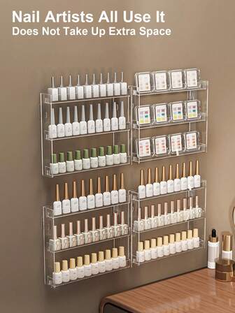 One No-Drill Floating Shelf, Suitable For Kitchen Spice Racks And Bathroom Cosmetic Display Racks. Ideal For Storing Medicines, Small Figurines, Toys, Glasses, Nail Polish, And Other Items. A Space-Saving Wall-Mounted Shelf.