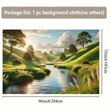 8x6ft Tranquil Lake & Sky Landscape Tapestry - Vibrant Green Hills, Sunlit River, And Fluffy Clouds - Polyester Wall Hanging For Living Room, Bedroom, Office, Or Outdoor Decor - Ideal For Parties, Photoshoots, And Celebrations - No Electricity Needed, Party Backdrop|  Landscape| Durable Decor, Lake House Decor - 如圖所示 - 查看 2