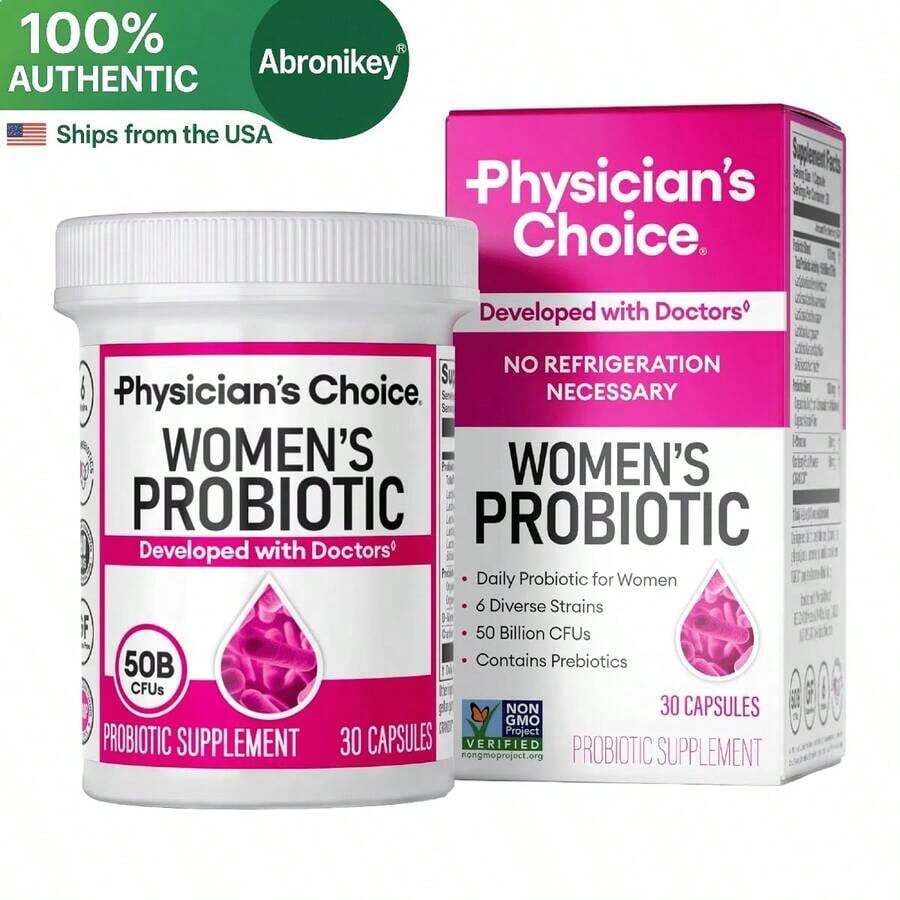 Doctor's Choice Women's Probiotic, Contains Organic Prebiotics, Cranberry, And D-Mannose|   6-Strain Formula, Contains 500 Billion CFUs|   Vegan, Non-GMO, Gluten-Free|   30 Capsules - 1瓶 - 查看 1