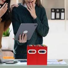 Collapsible File Organizer Box With Handle – Cardboard Hanging File Folder Storage Crate For Desk, Office, Schoolsss, Or Home – Colorful Portable Filing Box, Document Organizer, Magazine Holder,LetterSize-2Packs,Red - Red - View 7