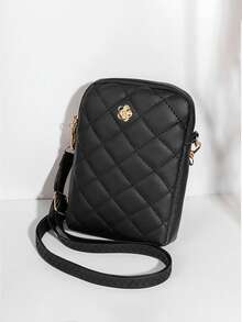 1pc Girls' Multifunctional Minimalist Shoulder/Crossbody Bag, Vertical Phone Pouch, Quilted Embroidery, Fashion & Practical - Multicolor - View 6