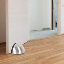 6 Piezas Tope Para Puerta Tipo Media Luna Domo Ovaler Bodentürstopper Bodentürstopper aus Bodenmontierter Türstopper mit Schrauben zum Schutz von Wänden und Türen - plateado - Ver 6
