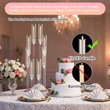 6Pcs 8 Arm Clear Acrylic Candelabra For Wedding Table Centerpiece,38.5 Inches Tall Candelabra With Acrylic Shade For Anniversary,Christmas,Valentine's Day Party Table Fireplace Home Decor(Not Include LED Candles) - 透明燭台 - 查看 7