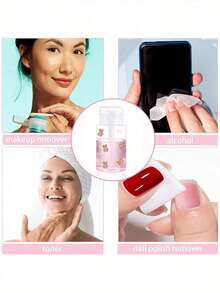 3.38oz/6.76oz Refillable Travel Bottles With Bear & Bow Decor, Made Of Transparent PET Material, Suitable For Makeup Remover, Toner, And Nail Polish Remover, Pump Dispenser, Rounded Top, Hand Wash Only, Reusable, Ideal Gift For Her On Occasions Like Valentine's Day, Anniversary, Housewarming - Multicolor - View 6