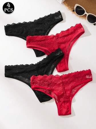 4pcs/Set Sexy Women's Thongs Transparent Women Panties Low Waist Underwear Solid G-String Female Thong Breathable Temptation Underpants