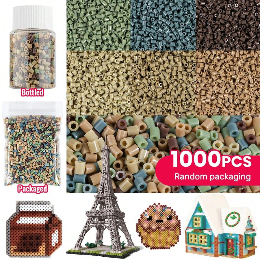 1000颗/2000颗 - 2.6毫米袋装/瓶装拼豆套装,3D像素拼豆,适用于手工工艺品装饰DIY拼图制作,圣诞节、生日、万圣节派对礼物,多色拼豆补充装 - 拼豆豆 - 查看 1