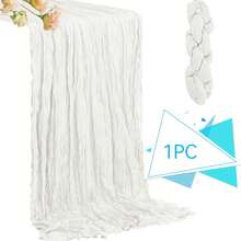 象牙白纱布桌旗 波西米亚乡村风纱布桌旗 适用于婚礼、派对、婴儿派对、生日、家居装饰、节日装饰 - 白色 - 查看 18