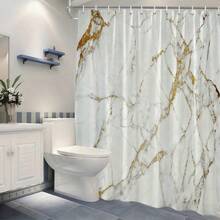 1件套奢华白色大理石纹浴室套装，可机洗，易于安装，浴室装饰及配件，房间装饰，完美适用于现代浴室、家居、酒店、度假村，礼品浴帘