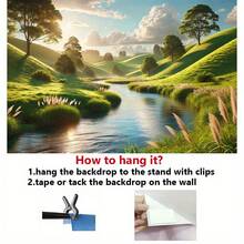 8x6ft Tranquil Lake & Sky Landscape Tapestry - Vibrant Green Hills, Sunlit River, And Fluffy Clouds - Polyester Wall Hanging For Living Room, Bedroom, Office, Or Outdoor Decor - Ideal For Parties, Photoshoots, And Celebrations - No Electricity Needed, Party Backdrop|  Landscape| Durable Decor, Lake House Decor - 如圖所示 - 查看 7