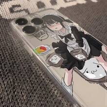 Étui de téléphone japonais style manga fille pomme pour iPhone 15 Pro Max, 13, 12 couverture complète, 11 étui souple, XR transparent et doux - Transparent - Voir 5