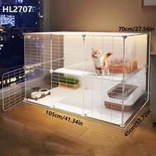 قفص قطة للاستخدام المنزلي، فيلا قطة ذات مساحة كبيرة، قصر مخصص للقطط للاستخدام المنزلي - متعدد الألوان - مشاهدة 4