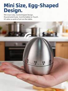 2个/1个创意厨房机械计时器，不锈钢蛋形/苹果形计时器，60分钟，学生烘焙烹饪提醒器 - 彩色 - 查看 11