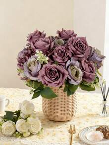 1 Stück/3 Stück/80 Stück künstliche Seiden-Pfingstrosen Blumenstrauß, geeignet für Frühlings-/Herbstdekoration, Hochzeitsvase, Zuhause, Restaurant, Schlafzimmer, Küche, Raumdekoration, Feiertage, Geburtstagsparty, Garten - 1 Lila - Übersicht 6