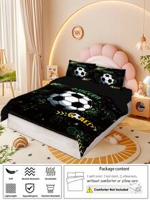 3pcs Premium Custom Stereoscopic Football Bedding Set, Chic Sports Style Black & White Football Duvet Cover And Pillowcase Set, Soft & Smooth Zipper Design, Suitable For Guest Room, Bedroom, Single/Double Bed, Student, Adult, Dormitory (Includes 1 Duvet Cover, 2 Pillowcases, No Comforter Or Pillow Inserts) - 5275+SJT+K - View 7