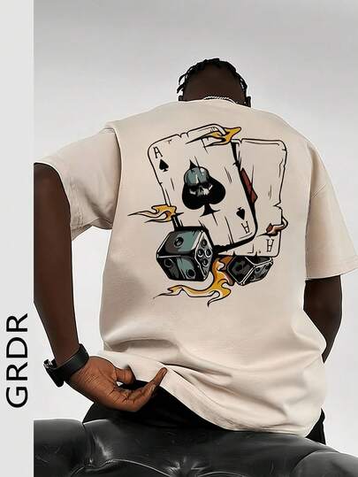 GRDR Men's Graphic Letter Print Short Sleeve T-Shirt, Comfortable Breathable, Fashionable And For Summer