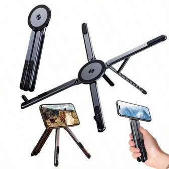 1pc Multi-Functional Magnetic Phone Holder, Foldable Handheld Selfie Stick, Tripod Stand For Smartphone, Tablet, Laptop