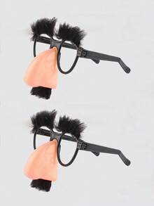 2pcs/1pc Funny Retro Black & White Mustache Plastic Nose Glasses, Birthday Party Magician Prank Masquerade Decorations - Multicolor - View 14