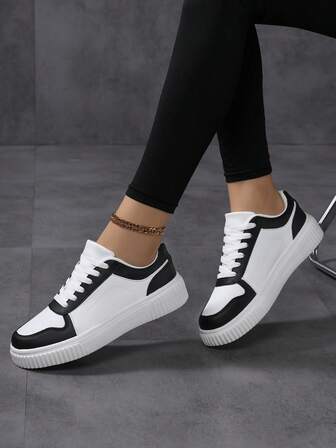 女士休闲系带运动鞋，平底舒适旅行鞋，时尚学生跑步鞋，四季皆宜