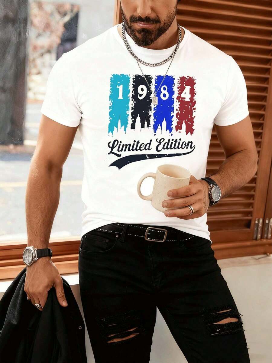 PLUS SIZES Limited Edition 1984 Graphic T-Shirt, Casual, Breathable, Graphic Design - White - View 1