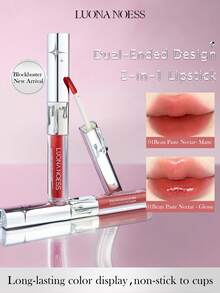 LUONANOESS 2-In-1 Lip Gloss & Lipstick, Mirror Finish, Long-Lasting, Smudge-Proof, Nude Color. Versatile, Dual-Effect Formula Suitable For Women And Girls. Ideal For Everyday Use, Gifting To Friends, Girlfriends, Wives. Great For Travel, Outdoor Activities, Holidays, Christmas, Birthdays, Graduations, Parties, Fashion Makeup - Stuffed Red Bean Paste - View 7