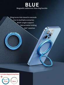 1个Magtic Classics 360°旋转强力吸盘壁挂支架，可折叠指环式手机支架，合金材质，便携式通用桌面设计，兼容、安卓手机 - 灰色 - 查看 12