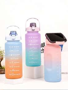3-PieceMotivational Water Bottle Set - Leak-Proof, For Gym, Hiking & Camping - Perfect For Fitness Goals, Hand Wash Only