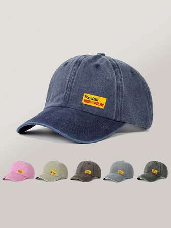 1顶男女通用K2K复古水洗印花棒球帽 - 可调节设计，非常适合徒步旅行、登山、旅行和户外运动