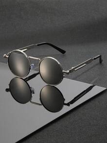 1 par de gafas de hombre de estilo Y2K de primavera con patas de aleación, con diseño redondo y minimalista de alta gama, personalizadas, adecuadas para looks de moda, fotografía callejera, trabajo y vida diaria