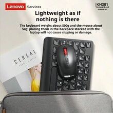 Lenovo KN301 Wireless Keyboard And Mouse 2.4G Combo, Matte Texture, All-In-One Desktop Computer, Universal For Office And Business Use - Black - View 4