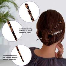 Hair Sticks Leopard Print Hair Pins, Tortoise Shell Hairpin Vintage Hair Chopsticks Retro Hairpins Disk, Hair Accessories - 優質的 - 查看 3