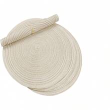 Beige Round Woven Placemats, Non-Slip, Washable, Suitable For Kitchens, Restaurants, Parties And Table Decorations. - Beige - View 4