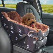 Black Fabric Dog Basket For The Car – Portable Dog Basket With Paw Print Design, Comfortable Armrest And Headrest For Small To Medium-Sized Dogs, Transport Box For The Vehicle Interior, Car Pet Carrier | Cozy Dog Basket | Fabric Dog Bed, Car Pet Carrier - màu đen - Xem 1