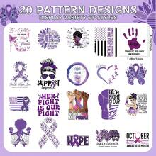 Breast Cancer Awareness Iron On Transfers - 20Pcs Falueqg Dtf Transfers Ready To Press, Football Games Pink Ribbon Breast Cancer Awareness Month Iron On Decals Patches Stickers For DIY Cheer Tshirts - 20pcs Domestic Breast Cancer - View 2