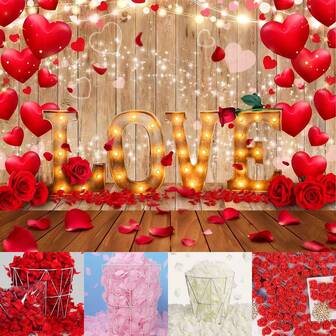 1 pieza/1000 piezas Pétalos de rosa románticos para el Día de San Valentín, decoración de fondo para Día de San Valentín, boda, cumpleaños, decoración romántica DIY para el hogar