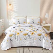 3 Pieces Blue Floral Quilt Set, One Set Included 1 Bedspread With 2 Pillowcases, Twin Full Queen King Size Botancal Leaves Bedding Sets Soft Grayish Blue Gradient Lightweight Microfiber Coverlet Set For All Season, Home Bedroom Decro,Christmas Day Gifts Home Decor Room Decor Bedroom Decor Bed Comforter Set Mothers Day Gift Wedding Decorations - Blue - View 17